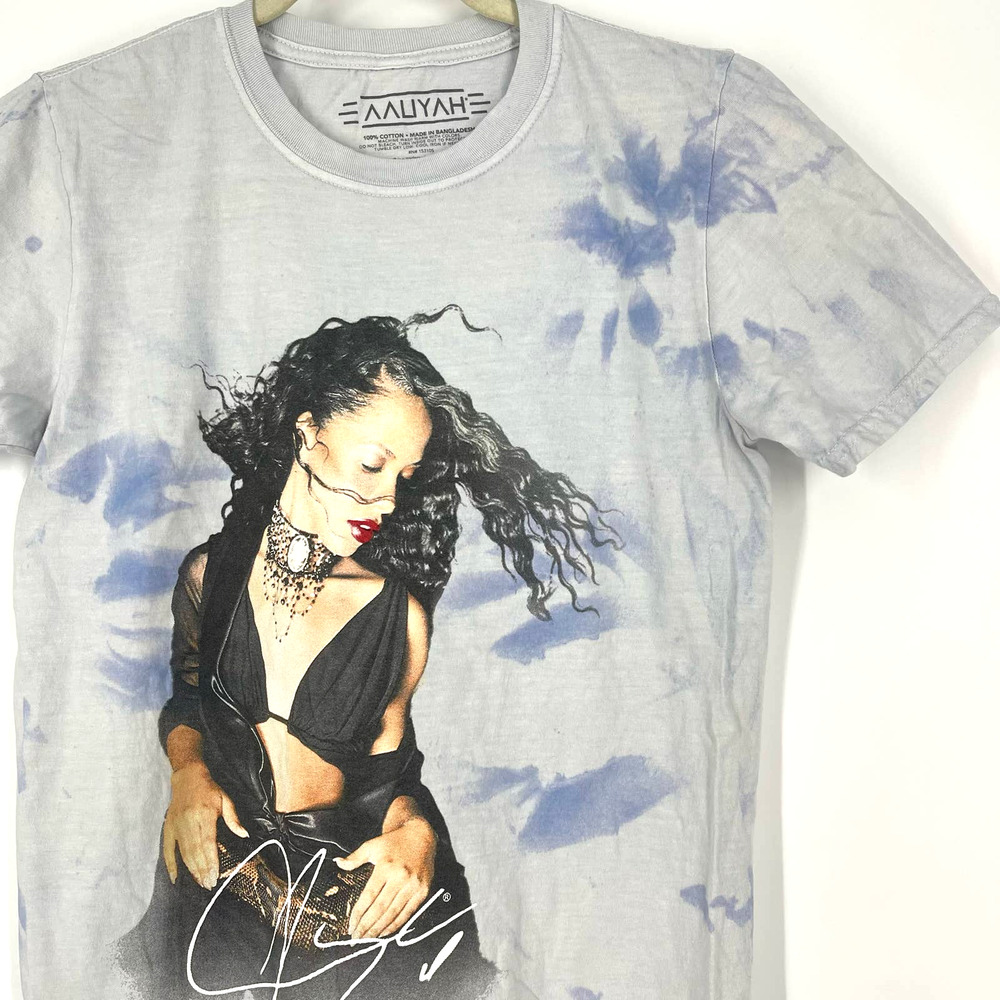 Aaliyah Portrait Band Tee Tie Dye Blue T-Shirt Medium NWOT - Picture 6 of 7